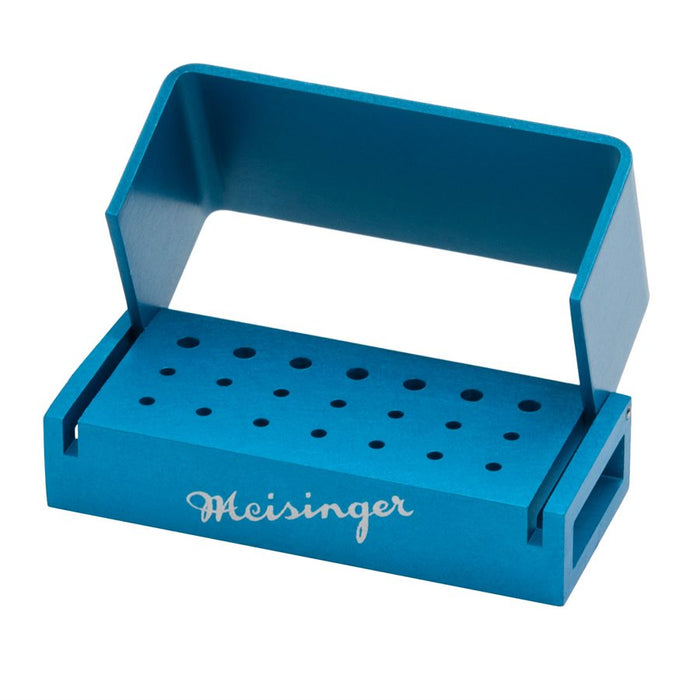 Bur Block, Anodized Aluminum, Blue, 3 Rows, 7 RA, 14 FG, Sterilizable - BL102 - Avtec Dental