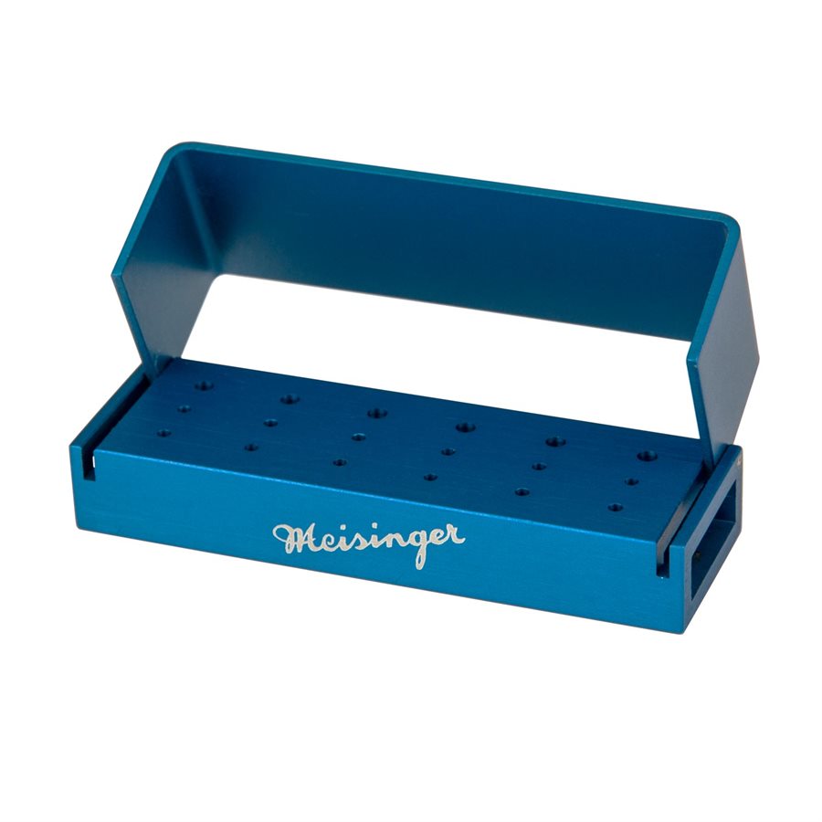 Bur Block, Anodized Aluminum, Blue, 3 Rows, 6 RA, 12 FG, Sterilizable