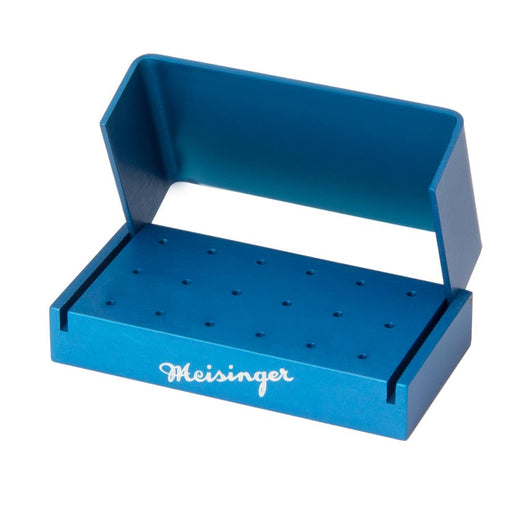 Bur Block, Anodized Aluminum, Blue, 3 Rows, 18 FG, Sterilizable - BL628FG - Avtec Dental