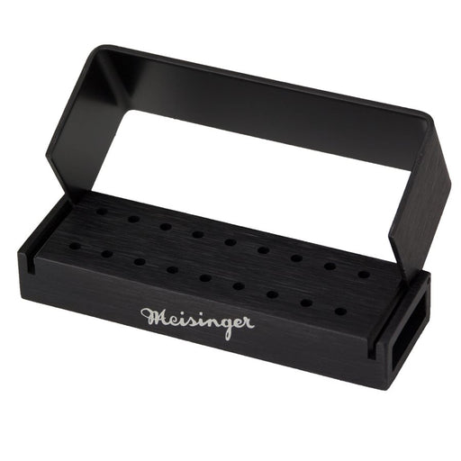 Bur Block, Anodized Aluminum, Black, 2 Rows, 18 RA with Special Lid Height, Sterilizable - BLK618RAXL - Avtec Dental