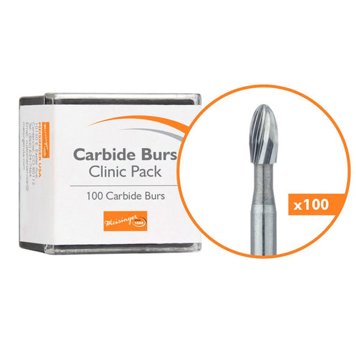 Trimming & Finishing Carbide Bur Fine, Clinic Pack, 100pcs, Football, 1.8mm Ø, US#7406, FG - C7406FG - Avtec Dental