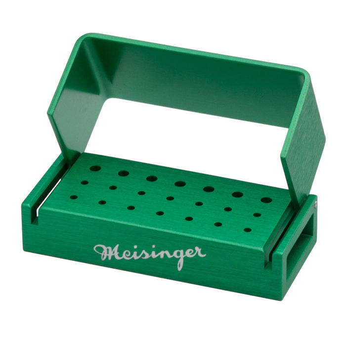 Bur Block, Anodized Aluminum, Green, 3 Rows, 7 RA, 14 FG, Sterilizable - GR102 - Avtec Dental