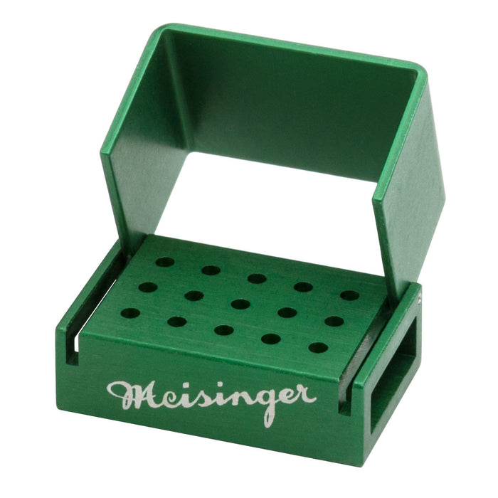 Bur Block, Anodized Aluminum, Green, 3 Rows, 15 RA, Sterilizable - GR202 - Avtec Dental