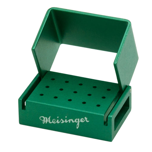 Bur Block, Anodized Aluminum, Green, 3 Rows, 15 FG, Sterilizable - GR300 - Avtec Dental