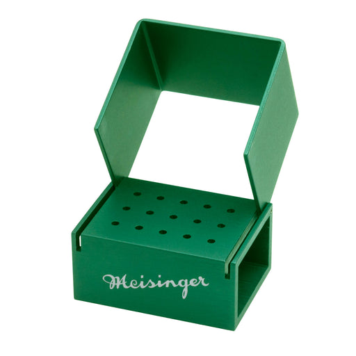 Bur Block, Anodized Aluminum, Green, 3 Rows, 15 HP, Sterilizable - GR700 - Avtec Dental