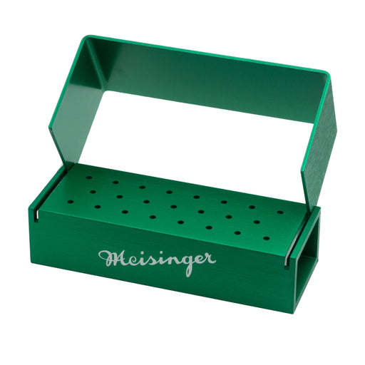 Bur Block, Anodized Aluminum, Green, 3 Rows, 23 HP, Sterilizable - GR702 - Avtec Dental