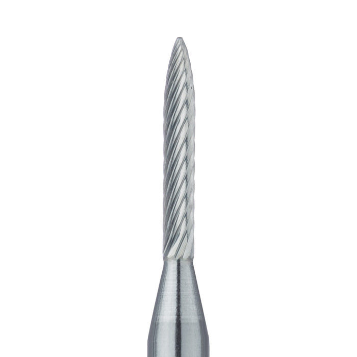 Trimming & Finishing Carbide Bur, Fine, Flame, 1.2mm Ø, RA - HM48L-012-RA - Avtec Dental