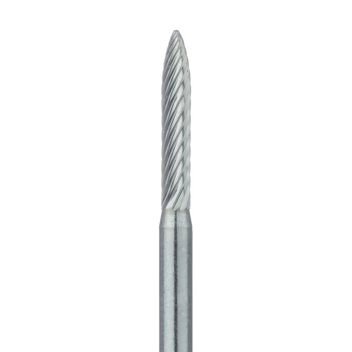 Trimming & Finishing Carbide Bur, Fine, Flame, 1.4mm Ø, SU (FGXXL) - HM48L-014-SU - Avtec Dental