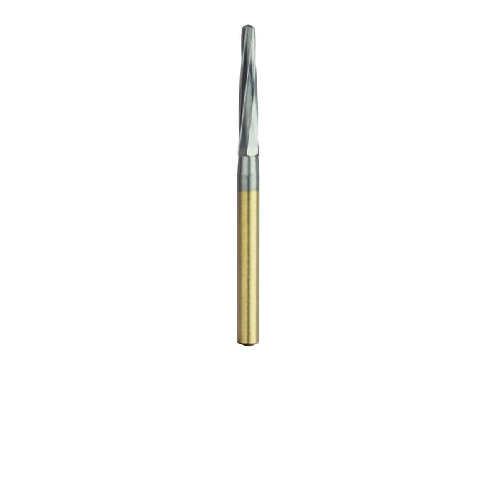 Surgical Carbide Bur, Round End Taper, Surgical Cutter, Gold Plated, 1.6mm Ø, FGL - HMG152-016-FGL - Avtec Dental