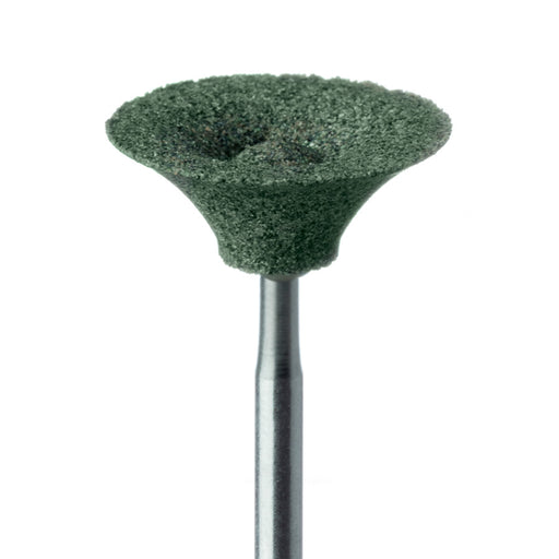 Abrasive, Green, Large Inverted Cup, 16.5mm Ø, Soft Bonding, Fine, HP - KB728-165-HP-GRN - Avtec Dental