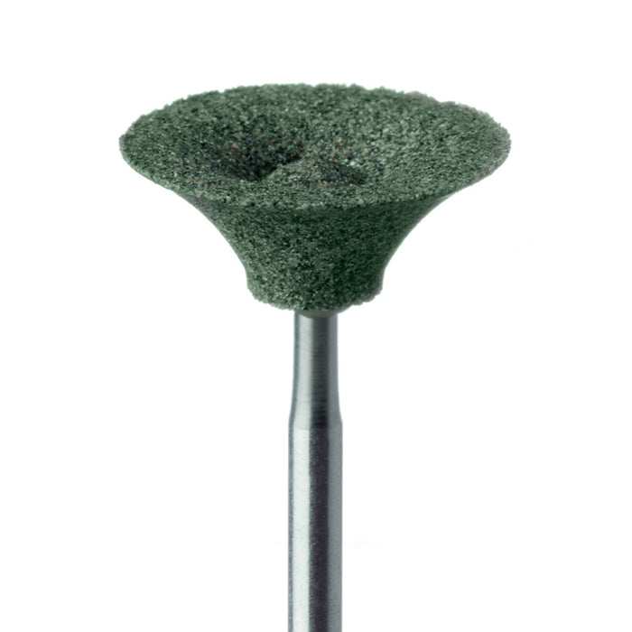 Abrasive, Green, Large Inverted Cup, 16.5mm Ø, Soft Bonding, Fine, HP - KB728-165-HP-GRN - Avtec Dental