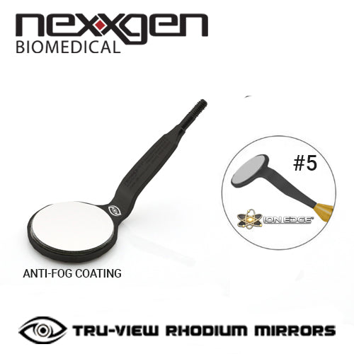 Premium #5 Dental Mirrors, Cone Socket, Double-Sided, Tru-View® Rhodium-Coated Surface - Nexxgen Biomedical®