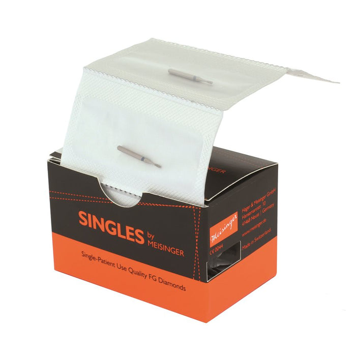 Single-Use Diamond Bur, Sterile, 25 Pack, 1.6mm Ø, End Cutting Cylinder, Medium, FG - 5016M - Avtec Dental