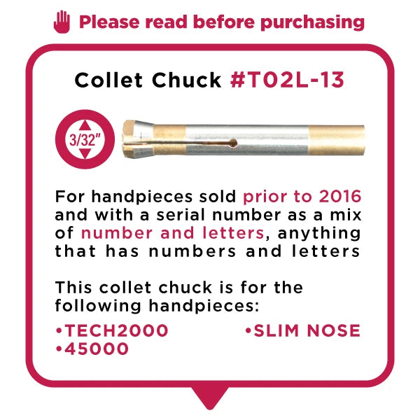 3/32" Chuck for TECH2000/45000 Handpiece