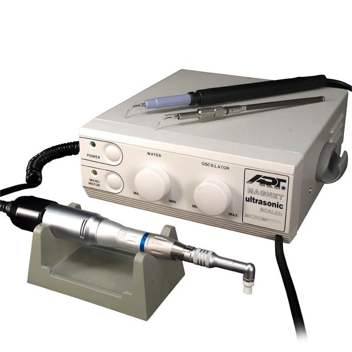 ART-SP1 Scaler/polisher combo unit with straight nose cone, micro-motor, prophy head, and scaling insert - Avtec Dental